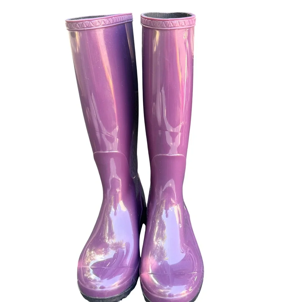 Hi-Tec Paddington Purple Glossy Tall Rubber Rain Boots Womens‎ Size 5 USA Made